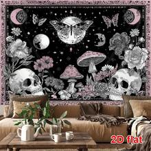 1 tấm thảm treo tường họa tiết đầu lâu và nấm phong cách Bohemian, chất liệu polyester hình vuông hiện đại, thích hợp cho phòng khách và phòng ngủ - Nhiều màu - Xem 2