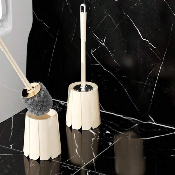 1pc Toilet Brush Set With Holder, Bathroom Cleaning Brush With Long Handle, Round Head Brush For Toilet Cleaning