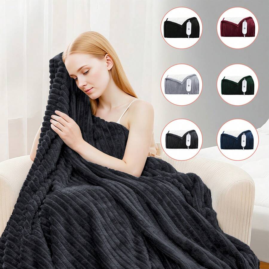 Heated Blanket Electric Soft Flannel Sherpa Heater 5 Heat Settings And 10 Hours Auto Shut-Off Heating Blanket Over-Heat Protection Machine Washable