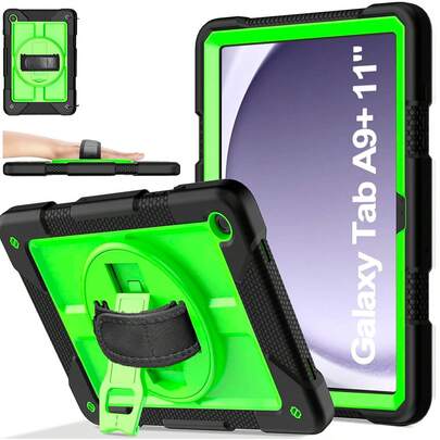 1pc Rotating Turntable Silicone+PC Tablet Case For Galaxy Tab A9 Plus 11 Inch Galaxy Tab A11 Plus 11 Inch 2025 Case With Stand Hybrid Shockproof Scratch-Proof Case 2023 Heavy Duty Solid Military-Grade Case For Galaxy Tab A9+10.95 Inch 2023 With 360 Stand-Rotating Handle-Shoulder Strap Hand Strap
