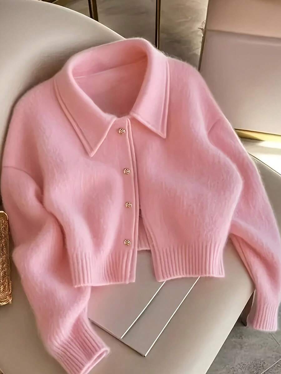 Women Knit Tops - Pink - View 1