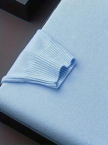 GRDR Autumn/Winter New High Neck Pullover Sweater, Casual Thin Knit Top For Daily Wear - Baby Blue - View 9