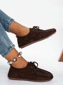 Spring New Women's Bow Loafers, Soft Leather Penny Loafers Slip-On Flats (Recommend Ordering One Size Up) - Coffee Brown - View 2