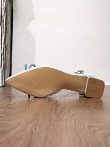 Women's Fashionable Buckle Thick Heel Shoes, Elegant & Comfortable Pointed Toe High Heels