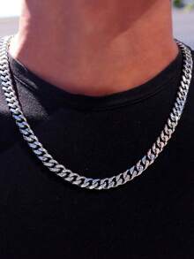 Men's Simple Link Chain Necklace, Stylish Stainless Steel Necklace As A Gift For Him