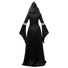 Women's Gothic Hooded Dresses, Medieval Corsets, Witch Vampire Renaissance Dresses, Victorian Dresses, Halloween Cosplay Costumes - 黑色 - 查看 4