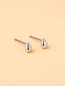 2pcs Fashionable Mini Smooth Water Drop Stud Earrings, Versatile Personalized Minimalist Earrings, Daily Wear For Women