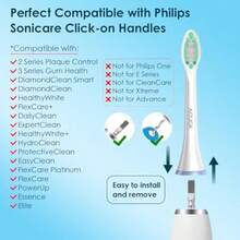 Cabezales de cepillo de repuesto compatibles con el cepillo de dientes eléctrico Sonicare con sistema de clic, cerdas medianas/suaves para una eliminación óptima de la placa, paquete de 6 unidades - Paquete de 6 blancos - Ver 2