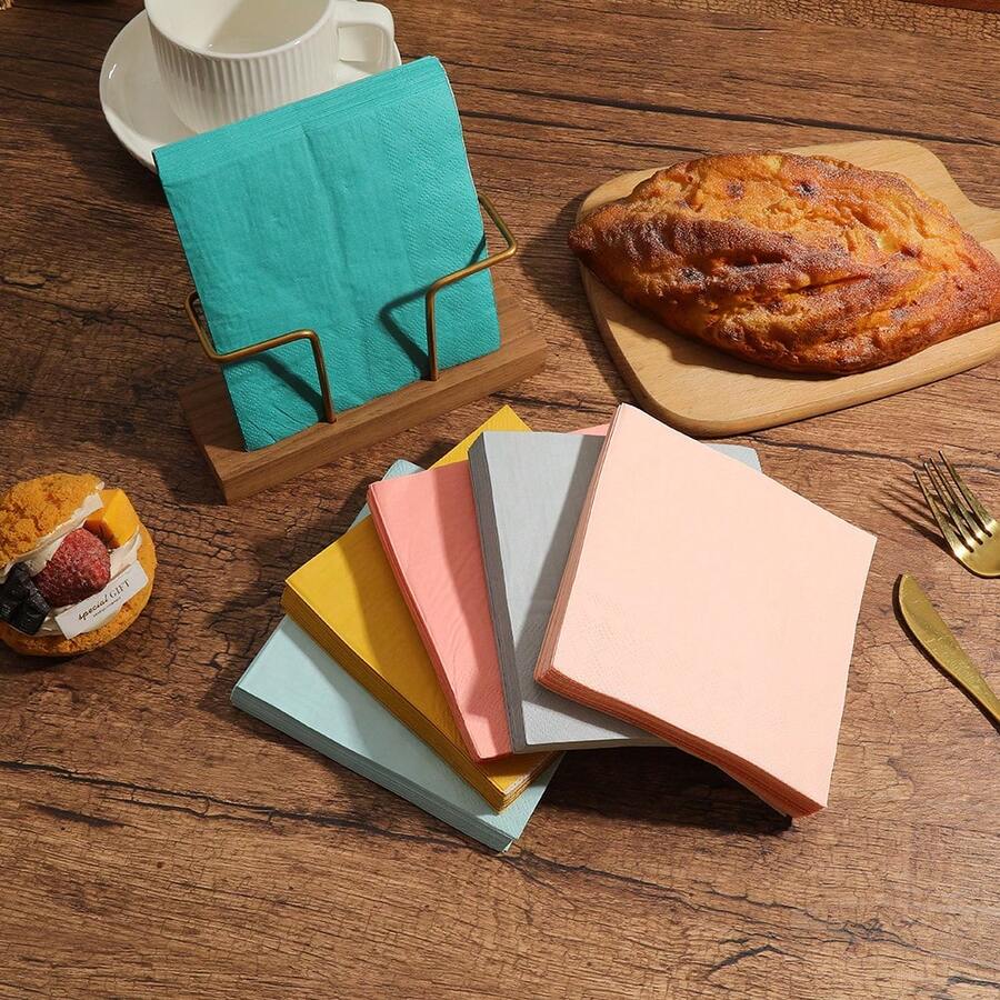 120 Pieces, Multi-Color Elegant And Light Luxury Party Napkins, Folding Size 4.92*4.92 Inches, Suitable For Wedding, Birthday, Anniversary, Harvest Festival, Halloween, Christmas And Other Festival Celebrations, Cocktail Or Cafe Decoration Napkins