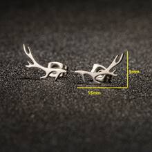 1Pair Of New Small Design Wishing Deer Antler Earrings, Fashionable, Fresh, Forest Style, Female Style, Simple, Stainless Steel, Elk Antlers, Men And Women's Models