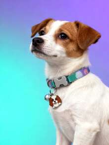 1pc Cartoon Print Adjustable Pet Collar, Cute Dog Pendant Necklace, Cat Collar, Dog Collar, Bone-Shaped Buckle, Pet Accessories - Multicolor - View 6