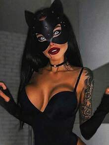 3PCS Adult Women Cat Lady Costume Set - Black Cat Warrior Costumes Set. Clawed Gloves + Mask And Cat Tail. Very Suitable For Halloween Ghost Night And Other Large Dance Party Role-Playing And Themed Party Activities. - 彩色 - 查看 5