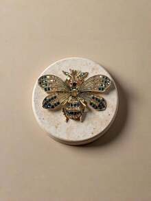 "Fashionable & Elegant Colorful Rhinestone Butterfly Brooch, Sparkling Pin For Party & Casual Occasions, Versatile Office Shirt & Jacket Jewelry, Perfect Christmas & Halloween Gift" - 銅色 - 查看 5