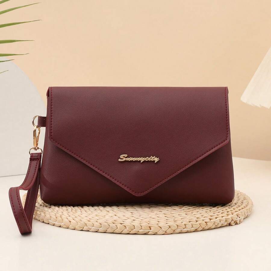 1pc Wristlet Coin Purse, Women's Fashion Minimalist Clutch, Burgundy Casual Versatile Wrist Pouch, Suitable For Women, Girls, Formal Events, Parties, Shopping, Commuting, Travel And Other Occasions