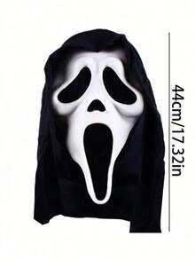 1 set Masque et cape de costume de fantôme hurlant d'horreur, accessoire de costume de fête d'Halloween en latex pour adultes