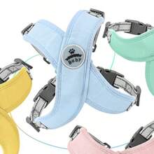 X-Shaped Dog Harness Vest Set, Suitable For Small & Medium Dogs, Reflective Leash Chest Strap, Breathable Mesh Dog Harness