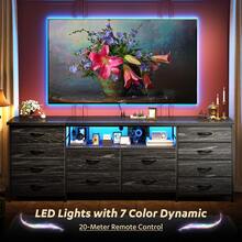 70" TV Stand Dresser For 65/70 Inch TV, 63" W Dresser TV Stand With LED Lights, Power Outlets & 12 Drawers, Long Fabric Dresser For Bedroom, Hallway Entertainment Center - 查看 5