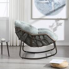 Patio Lounge Chair & Swing Chair - Green + Steel + Cotton - View 9