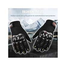 Hard Knuckle Motorcycle Gloves, Outdoor Sports Cycling Gloves, Breathable Non-Slip Long Touch Screen Full Finger Gloves