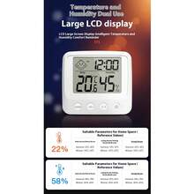 带时钟的数字温度计和湿度计 - 快速 5 秒刷新、背光、双 C/F 显示屏，适用于家庭、办公室、卧室