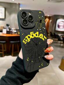 Spiderweb, Stars Print Pattern Phone Case Compatible With IPhone 16 Pro Max, 14, 13, 12, 11 Pro Max, XS Max, X, XR, 8, 7, 6S, Plus, Mini, And Galaxy A13 4G, S21 FE 5G, A15, A21S, A34, A12, A50, S21, A71 And More, Shockproof, A Great Birthday Gift For Girlfrid, Boyfrid Or Yourself Waterproof Anti-Fall Scratch Resistant.Christmas Accessories. - 黃色 - 查看 10