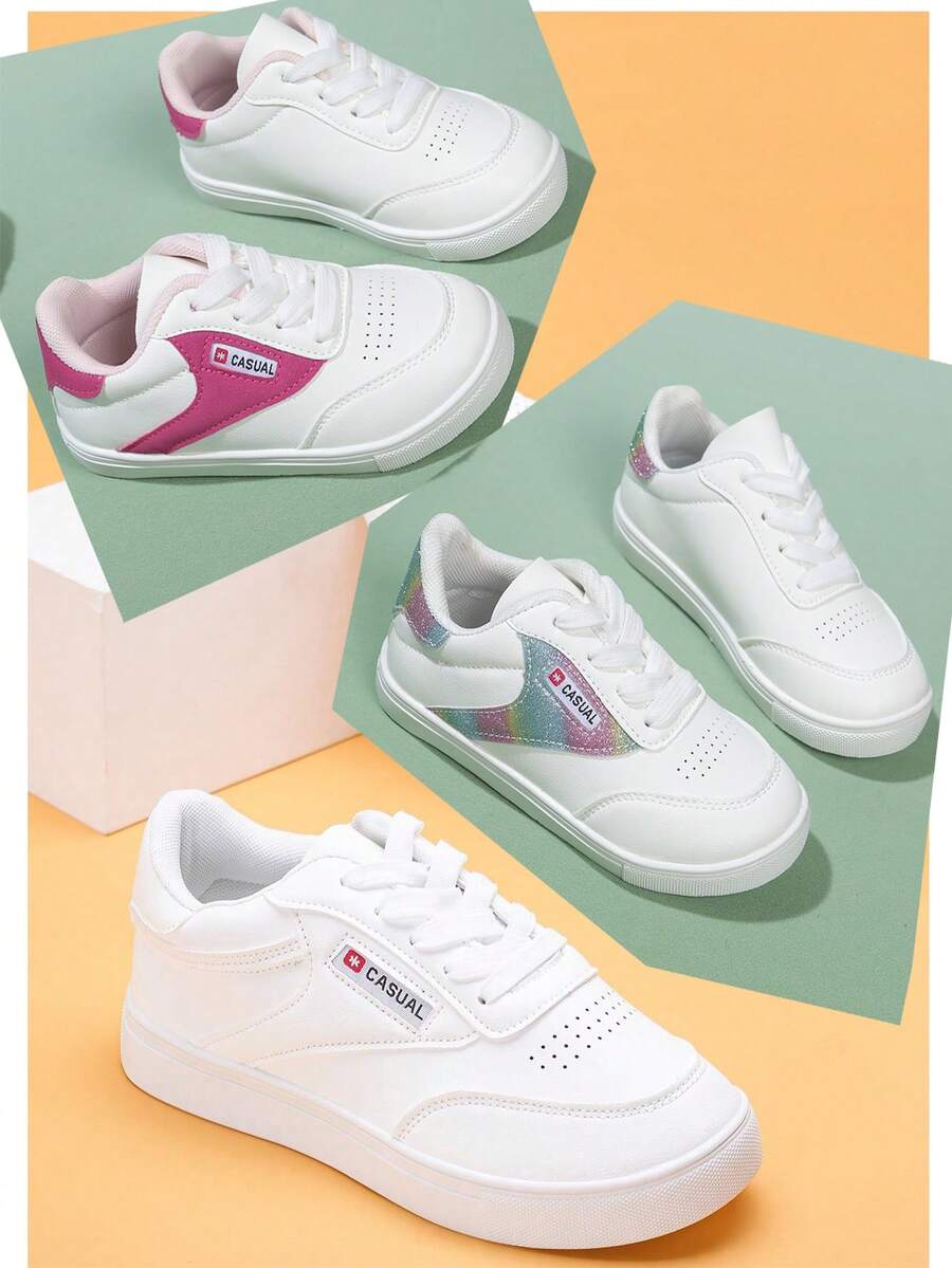 Children & Teenagers' Casual Versatile Unisex White Sneakers, Flat Low-Top Sports Shoes, Student Shoes, Gymnastics Shoes, Cheerleading Shoes