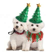 Dogs Christmas Outfits Fashionable Adjustable Star Hat With Scarf For Small Medium Large Dogs - Green - View 3