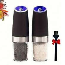 Gravity Electric Salt And Pepper Mill, Tilt To Grind Automatically, Battery Powered, Coarseness Adjustable, Upgraded Large Capacity, Easy To Clean, One-Hand Operation, Kitchen Essentials, LED Light, Holiday Gifts(Without Battery) - màu đen - Xem 10