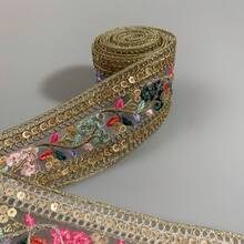 1 pieza de cinta de encaje bordada con flores, 1/5 yardas de adorno de tela para manualidades DIY, suministros de costura, decoración del hogar, envoltura de regalos, cintas de encaje para manualidades