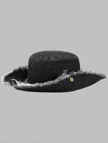 DareSee 1pc Vintage Washed Frayed Edge Embroidered English Letter Drawstring Bucket Hat, Suitable For Couples, Outdoor Sports, Traveling And Daily Use Music Fest Y2KFest Back To School Autumn Winter Gifts - Multicolor - View 5