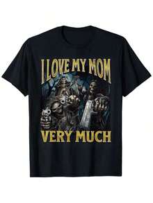 I Love My Mom Very Much T-Shirt |   Funny Hard Skeleton Meme Bootleg Graphic Tee |   100% Cotton Oversized Gym And Workout Top For Men And Women |   Soft And Comfortable Streetwear Apparel |   Humorous And Edgy Statement Shirt - 黑色 - 查看 1