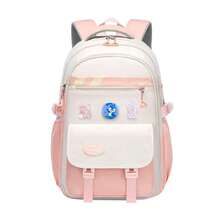 Mochila Escolar Impermeable con Separadores para Libros y Accesorios - Rosa - Ver 12