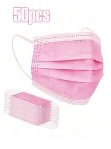 50/100pcs Pink Disposable Face Masks, Reusable Pink Masks - Non-Medical, ASTM Level 1 Safety And Labor Protection, 3-Ply Protective Mask