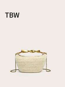 Geantă de mână pentru femei, mâner metalic, design unic, versatilă și la modă, geantă crossbody retro cu lanț metalic