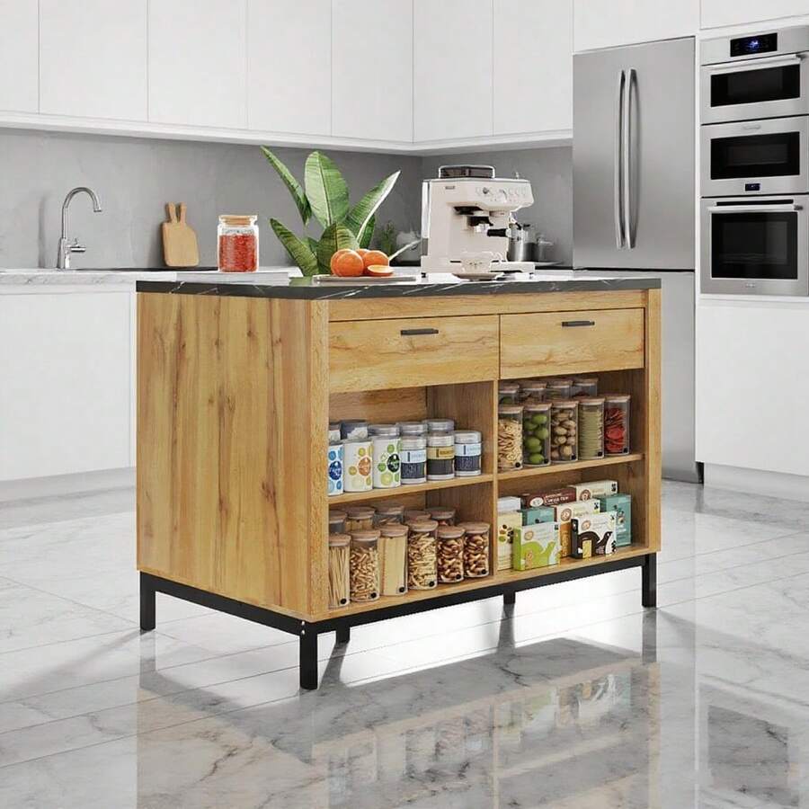 Stationary Storage Islands - Black+Natural + MDF + European - View 1