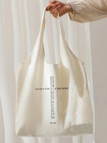 1 Pc Freedom   Pattern Tote Bag Literature Shoulder Bag Illustration Girl Book Bag Travel Harajuku Handbag Gift For Her, Travel Gift For Man Woman Christian Merch Jesus Christian Gift