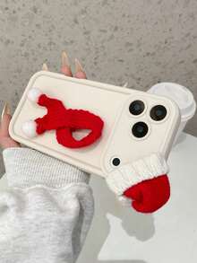 圣诞节最新创意手机壳 | DIY配件 - 柔软保暖的帽子围巾 | 兼容苹果17 Air/17 Pro Max、S25 Ultra/S25 FE、红米Note 13 | 镜头全覆盖保护 | 防震防摔，适用于苹果13/16、A56 5G、苹果13 Mini、苹果17手机壳、Xiu's Friends、OPPO Reno 14f 5G、A57、S26 Ultra、S26 - 白色 - 查看 7