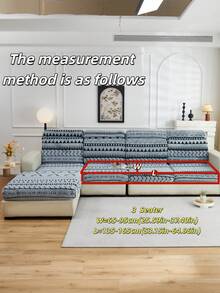 1pc Soft Plush Fabric Pet Proof Sofa Seat Cover, Bohemian Style, Multi-Shape, Multi-Color, Jacquard Plush Upholstery, Colorful Blue & Black, Thick Jacquard Plush Sofa Cushion Cover Suitable For Backrest/1/2/3/4/Chaise Lounge Sofa In Autumn/Winter