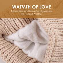 REDESS Women's Winter Soft Knit Hat 2-Pack With Faux Fur Pom Hat With Warm Fleece Lining Skull Cap For Women - RE成人麻花雙球女帽2裝 - 查看 5