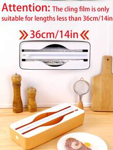 1pc Double Compartment Cling Film Cutter,2-In-1 Kitchen Cling Film Dispenser,Magnetic Plastic Packaging Film Dispenser,Plastic Wrap Dispenser With Slide Cutter,Strong Suction Cup Cling Film Cutter,Kitchen Wrap Dispenser,Fresh Bag Cutting Holder,Tin Foil Paper Cutter,Multifunctional Cling Film Dispenser With Cutter,Dual Slot Design Can Store Two Rolls Of Cling Film At Once