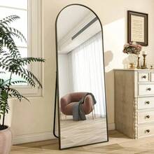 48 Inch Space Saver Wall Mirror - Full Length Hanging Mirror With Modern Black Frame For Bedroom Doors And Narrow Walls