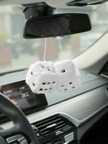 1 pièce Dés en peluche pour couple, pendentif rétro  à pois pour rétroviseur de voiture, décoration de voiture, ornement suspendu pour l'intérieur, convient aux filles, décoration de rétroviseur de voiture, cadeau pour la Saint-Valentin/les fêtes - Multicolore - Voir 7