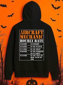 1 Pack Men'S Funny Aviation Mechanic Humor Hooded Sweatshirt - $100hr Work Rate Graphic, Warm Long Sleeve Casual Streetwear Pullover For Mechanics, Christmas Gifts & Casual Attire, Durable Dig (1),Fall Hoodies,Men's Fall Clothes,Street Wear,Halloween,Mens Hoodies,Y2k Clothes,Jesus Hoodie,Thanksgiving Day,Nightmare Before Christmas,Christmas - 黑色 - 查看 1