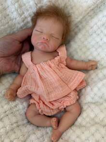 10英寸张嘴婴儿重生硅胶女孩娃娃，带植发，3D彩绘皮肤，触感柔软，新生儿女孩娃娃，适合儿童礼物 - 彩色 - 查看 10