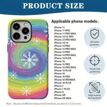 Película protectora para teléfono dos en uno con diseño de copos de nieve mate esmerilado, antirrayas, compatible con phone 14 y 15. Estilo minimalista, diseño de copos de nieve, impresa, antirrayas, funda, ideal para compras navideñas. - Negro - Ver 3