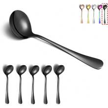 Cucharas Redondas de Acero Inoxidable de 6 Piezas Kyraton - Chapadas en Titanio Negro, Aptas para Lavavajillas - 5. 6 piezas arcoíris - Ver 1
