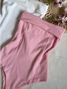 Kit Two (2) Women's Strapless Bodysuits Versatile Elegant Comfortable Spring Summer - White and Baby Pink - View 4
