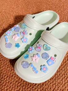 20 Peças Assortimento Fofo de Encantos - Poodle, Letra, Estrela, Sorvete, Flor de 5 Pétalas, Rosa, Coelho, Coração - Clipes Decorativos para Sapatos, Acessórios Versáteis para Sandálias, Chinelos, Bolsas de Praia de Mulheres, Ótimo para Feriados e Festas de Aniversário