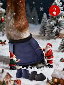 2pcs Equestrian Supplies, Neoprene Sports Horse Leg Guards, Shock Absorption, Hoof Wraps, Horse Racing Equipment, Durable Anti-Slip Anti-Twist Horse Boots