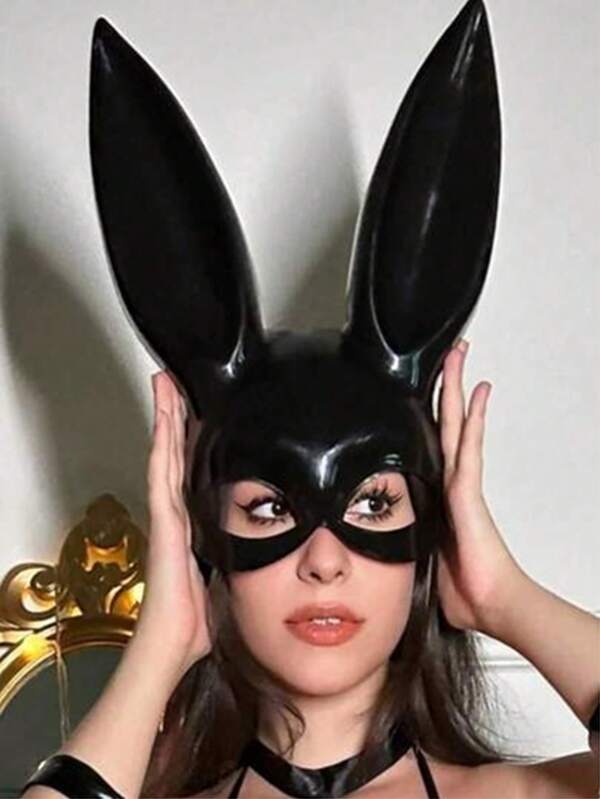 1 buc Mască de Iepuraș, Mască de Costum de Halloween, Mască de Urechi de Animal, Recuzită de Decorare pentru Petrecere Mascată